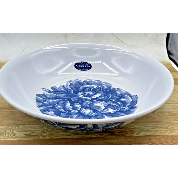 Caskata‎ 100% Melamine Blue Peony 13" Pasta Serving Bowl Nautical Coastal Blue - Picture 13 of 16